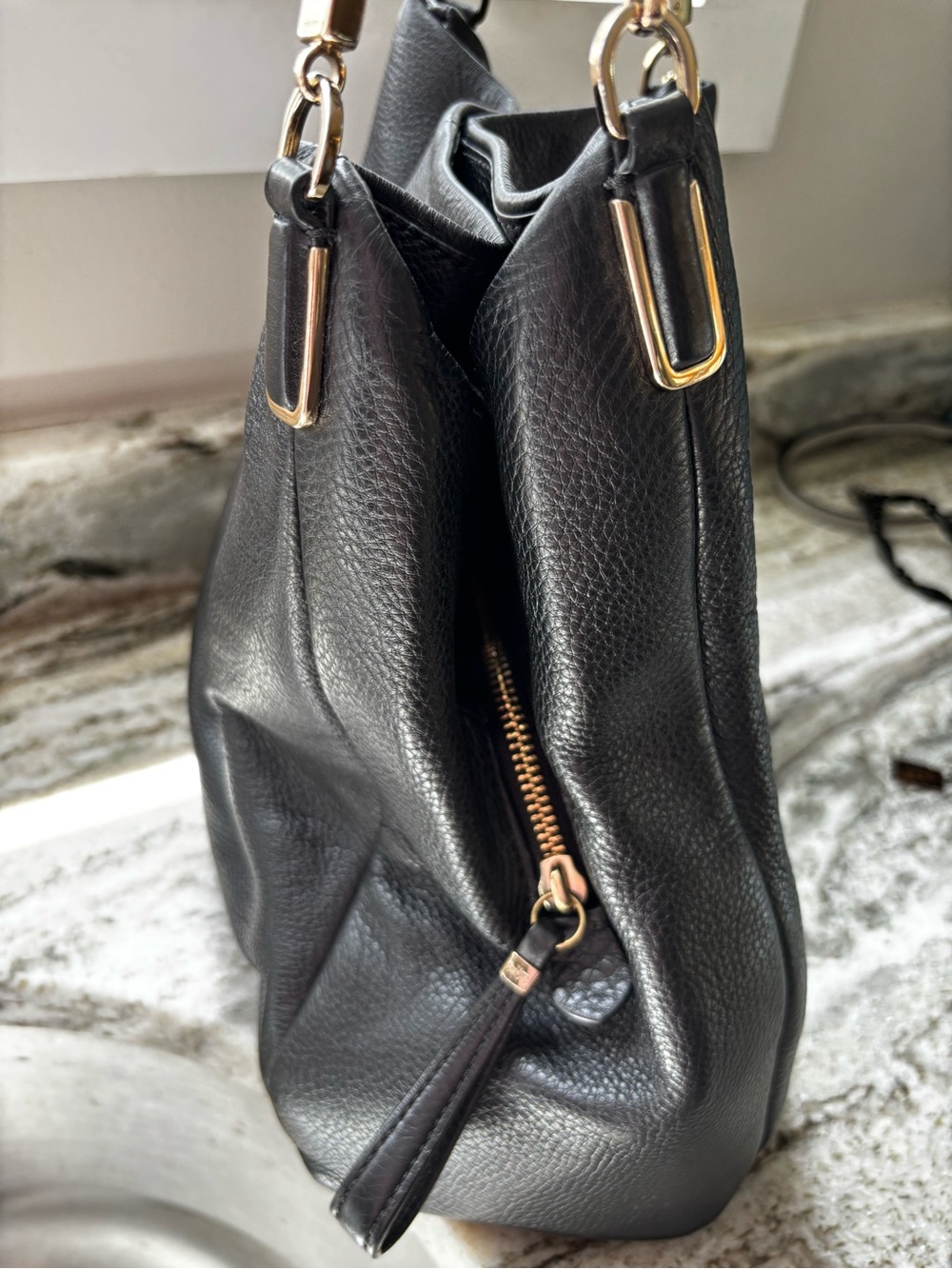 Coach Madison Phoebe Black Pebbled Leather Shoulder Bag Gold Hardware 2 Hangtags - Picture 7 of 11